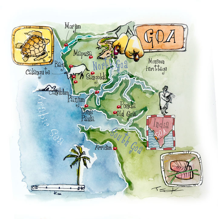 Illustrated map of Goa